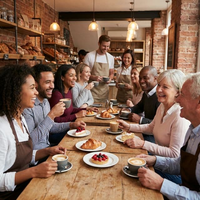 Happy Customers Enjoying Cafe